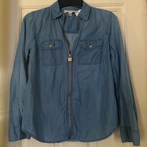 Michael Kors Denim Long Sleeve Zip Up